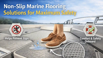 Non slip marine flooring on boat deck demonstrating slip resistant surface design for maximum safety and comfort onboard