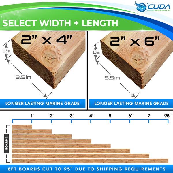 Wood - Marine Grade Boat Trailer Bunk Boards - 2"x6" and 2"x4"