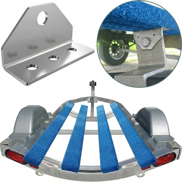 Boat trailer bunk swivel bracket installation location under carpeted bunk board