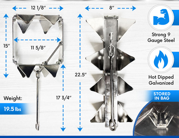 Boat Anchor Kit - Dimensions